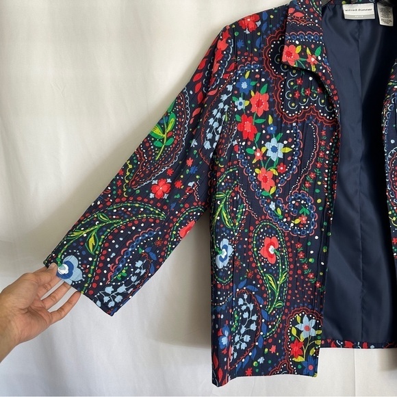 Alfred Dunner Women's Open Front Jacket in Colorful Paisley Floral Print sz 14P - Picture 10 of 13